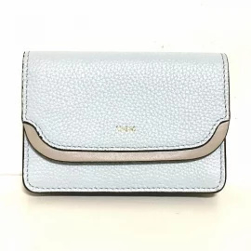 Chloe Business Card Blue x Beige Cream Leather